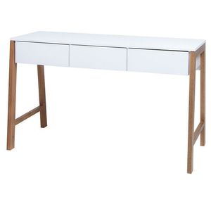 Aparador Escrivaninha Paris Em Madeira Maciça E Mdf Natural branco