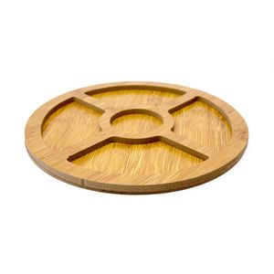 Bandeja De Bambu Para Petiscos Redonda 1,5x26x26 Cm