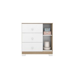 Cômoda Infantil Flofy Com Pés, 1 Porta, 3 Gavetas Com Corrediças Telescópica Naturalle