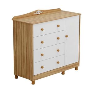 Cômoda De Bebê 120,30cm 1 Porta E 4 Gavetas 100% Mdf Maya Clássico Espresso Móveis Branco Brilho amêndoa