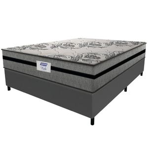 Cama Box Casal Queen Colchão Gazin Com Molas Ensacadas Rubi 158x198x70cm Suede Cinza/preto Cinza