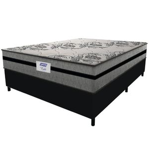 Cama Box Casal Queen Colchão Gazin Com Molas Ensacadas Rubi 158x198x70cm Suede Preto/cinza Cinza