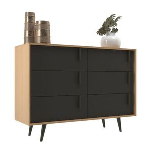 Cõmoda 6 Gavetas 124 Cm Largura Tulipa Nogal grafite