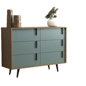 Cõmoda 6 Gavetas 124 Cm Largura Tulipa Nogal cinza