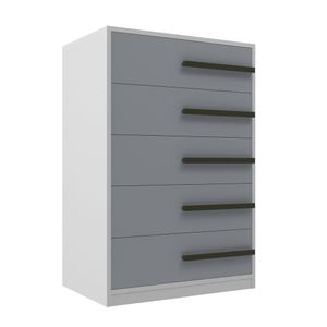 Cômoda 5 Gavetas 60 Cm De Largura Branco Cinza