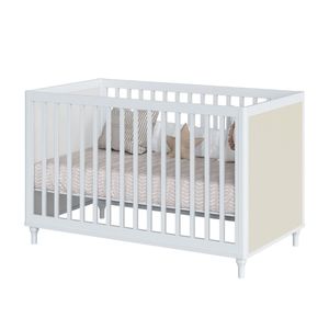 Berço 2 Em 1 Com Rattan Coleção Fofura Branco Acetinado Com Rattan
