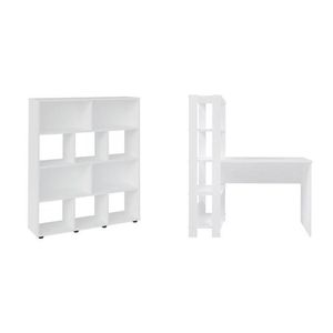 Kit 2 Peças Com Escrivaninha Match E Estante Para Livros 10 Nichos Branco