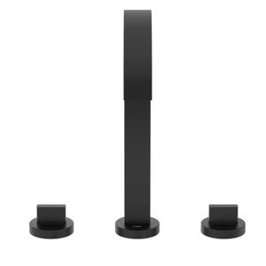Misturador Para Lavatório De Mesa 3 Furos Bica Alta Com Válvula De Escoamento Flow Preto Matte