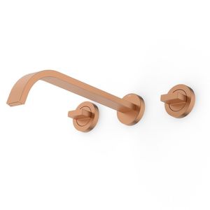 Misturador Para Lavatório De Parede Com Válvula De Escoamento Flow Rose Gold Matte