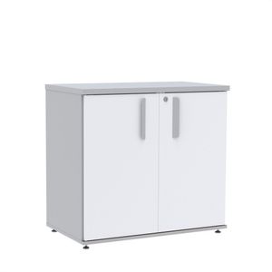 Armário Baixo 02 Portas Pivotante Abc745 Cinza-branco