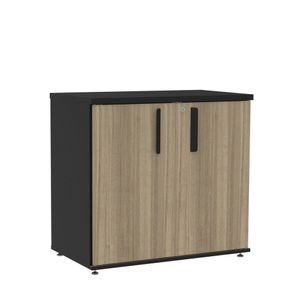 Armário Baixo 02 Portas Pivotante Abc745 Preto-noce Naturalle