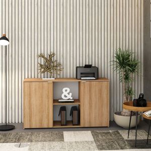 Armário Baixo Com 2 Portas E Nicho 75x135x42cm Lamina Mel-branco