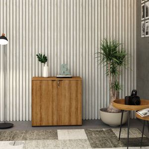 Armário Baixo Com 2 Portas 75x80x42cm Lâmina Mel -preto