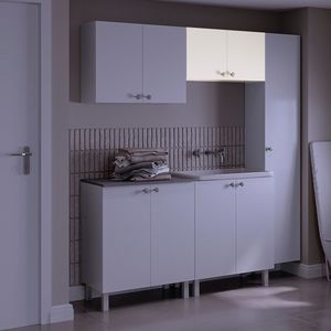Armário Multiuso Para Lavanderia Duo 70cm 2 Portas Branco