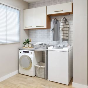 Lavanderia Modulada 2 Armários Aéreo França Nature Off White