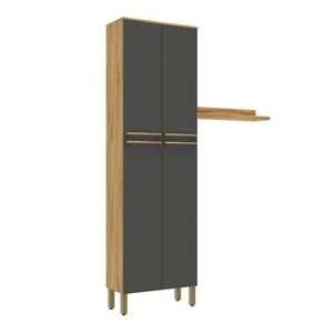 Conjunto De Armário Multiuso Com 2 Peças 100% MDF Itália Espresso Móveis Amêndoa Chumbo