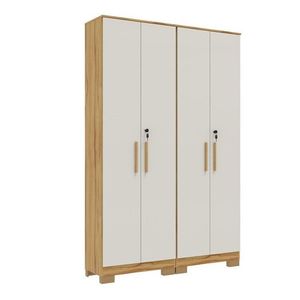 Conjunto De Armário Multiuso 2 Peças 100% MDF Prisma Espresso Móveis Amêndoa Off White