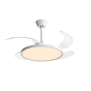 Ventilador de Teto Lótus 4 Pás Retrateis com Luminária LED Grande 37W 3 Tonalidades Branco