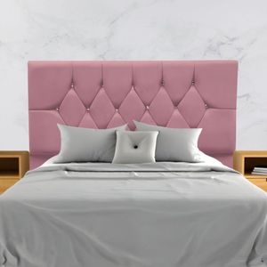 Cabeceira Solteiro Cama Box Estofada 90 Cm Suede Eva rosê