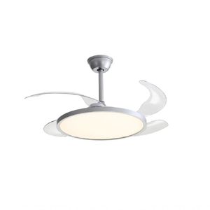 Ventilador de Teto Lótus 4 Pás Retrateis com Luminária LED Grande 37W 3 Tonalidades Prata