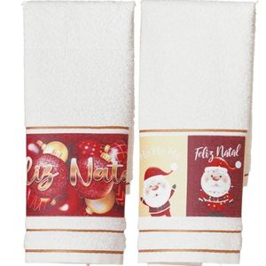Kit 5 Toalha Lavabo Natalina Jacquard 30x45cm Creme