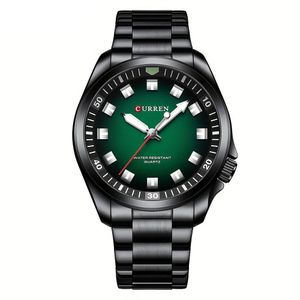 Relógio De Quartzo Masculino Pulseira De Aço Inoxidável Resistente à água 30m Esportivo Preto Verde