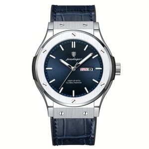 Relógio De Quartzo Masculino Com Mostrador Luminoso Design Casual Impermeavel 3atm Azul Prateado