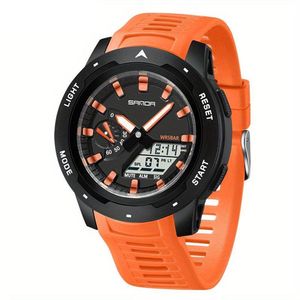 Relógio Esportivo Digital Para Homens Multifuncional Com Calendário Movimento Eletrônico Preto Laranja