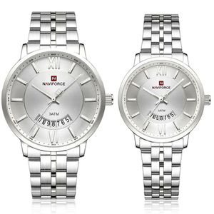 Relogio De Pulso Conjunto Casal Em Aço Inoxidável De Quartzo Design Casual Impermeavel 3atm Branco
