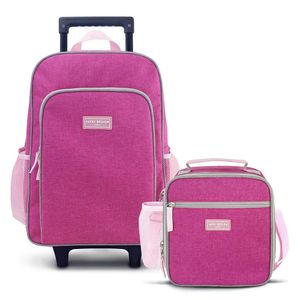 Conjunto De Mochila Com Rodinhas Junior E Lancheira Térmica C- 2 Compartimentos Pink