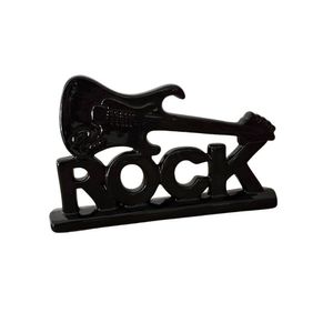 Escultura Rock Para Móvel Em Cerâmica Preto Brilho