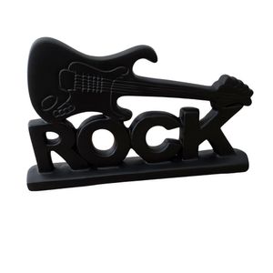 Escultura Rock Para Móvel Em Cerâmica Preto Fosco