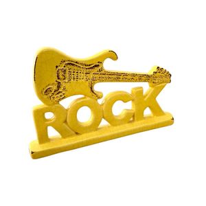 Escultura Rock Para Móvel Em Cerâmica Amarelo Craquelado
