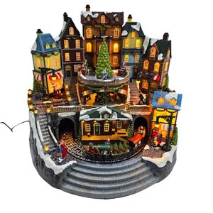 Vila Natalina árvore E Trem Giratório - Musical - Iluminação - Bivolt Alt. 31.50 X Larg. 26 X Comp. 40cm