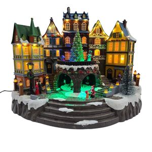 Vila Natalina árvore E Pista Giratória - Musical - Iluminação - Bivolt Alt. 31.50 X Larg. 26 X Comp. 40cm