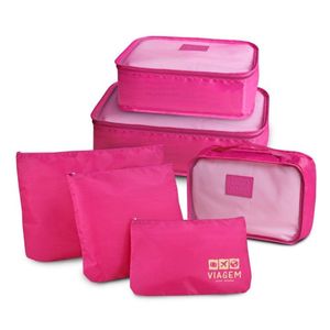 Organizador De Malas De 6 Peças Estampa Lisa Jacki Design Pink