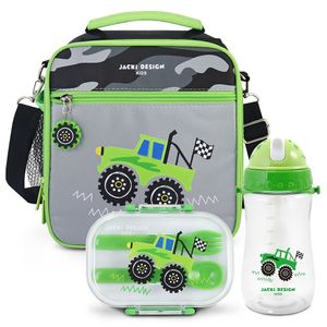 Kit Lancheira Térmica, Pote Marmita 400ml E Garrafa 460ml Infantil Piccolino Verde