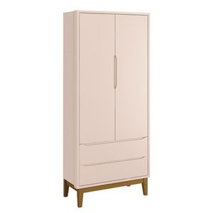 Guarda Roupa Infantil 2 Portas Classic Rosa Fosco Com Pés Amadeirado Reller Móveis Rosa Fosco