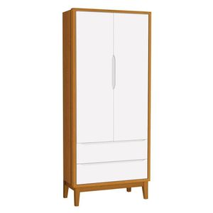 Guarda Roupa Infantil 2 Portas Classic Branco Savana Com Pés Amadeirado Reller Móveis Branco Savana
