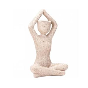 Escultura Vaso Pessoa De Perna Cruzada Poliresina 13900 Mart