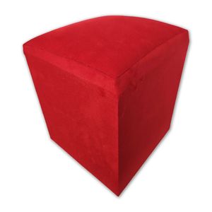 Puff Banqueta Quadrado Cubo Decorativo Courino E Suede Vermelho Suede