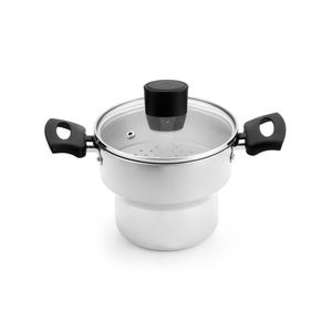 Cuscuzeira Vitória Aluminio Polido 14cm Tampa Vidro Alegrete