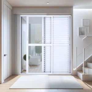 Porta Balcão De Aluminio 210x160cm 3 Folhas Moveis Branco