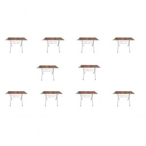 Kit 10 Mesas Moema 120x70 Imbuia Base Branca