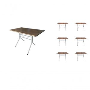Kit 7 Mesas Moema 120x70 Imbuia Base Branca