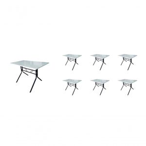 Kit 7 Mesas Moema 120x70 Branca Base Preta