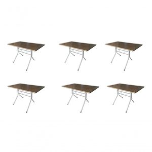 Kit 6 Mesas Moema 120x70 Imbuia Base Branca