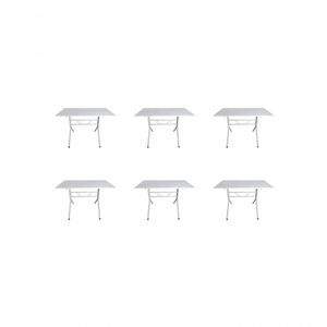 Kit 6 Mesas Moema 120x70 Branca Base Branca