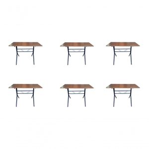 Kit 6 Mesas Moema 120x70 Imbuia Base Preta