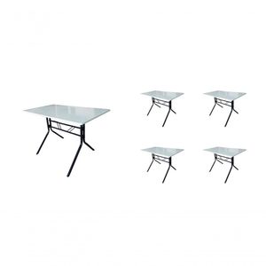 Kit 5 Mesas Moema 120x70 Branca Base Preta